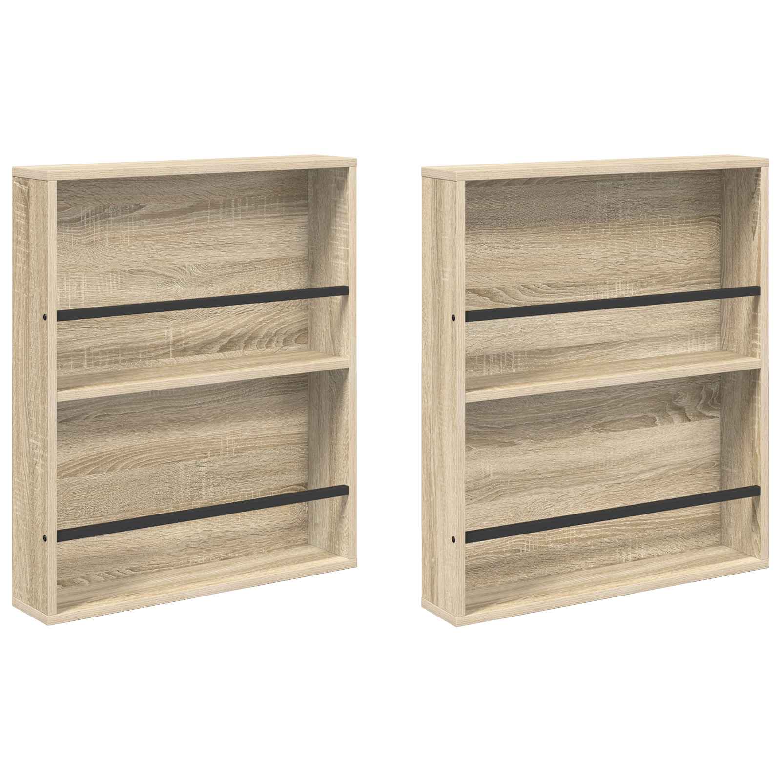 Tijdschrift Rek 2 Pcs Bewerkt Hout 60 x 12 x 70 cm Sonoma eiken