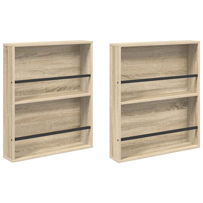 Tijdschrift Rek 2 Pcs Bewerkt Hout 60 x 12 x 70 cm Sonoma eiken