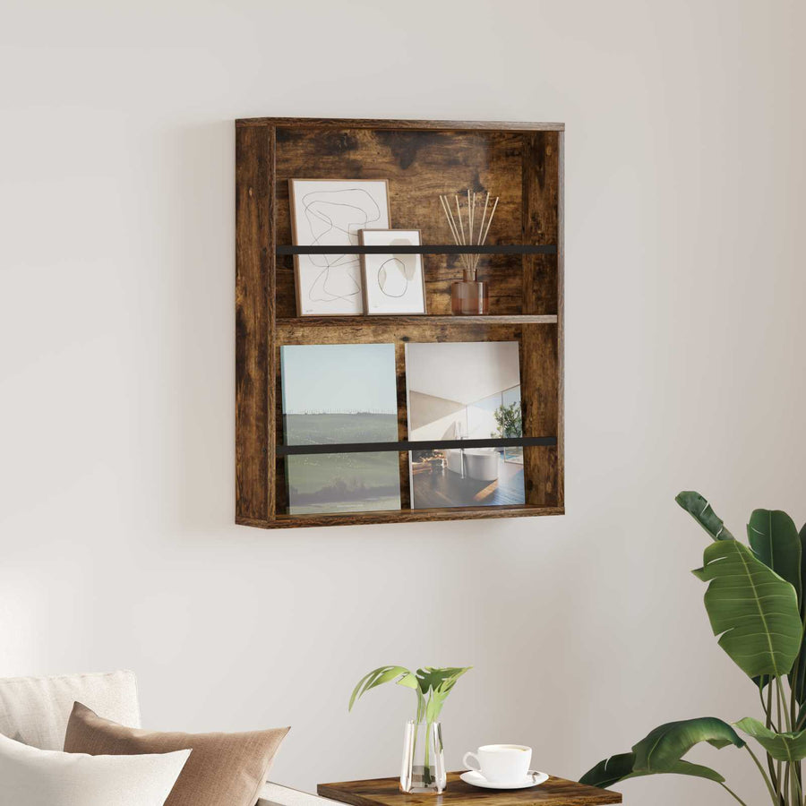 Tijdschrift Rek Bewerkt Hout 1 60 x 12 x 70 cm Gerookt eiken