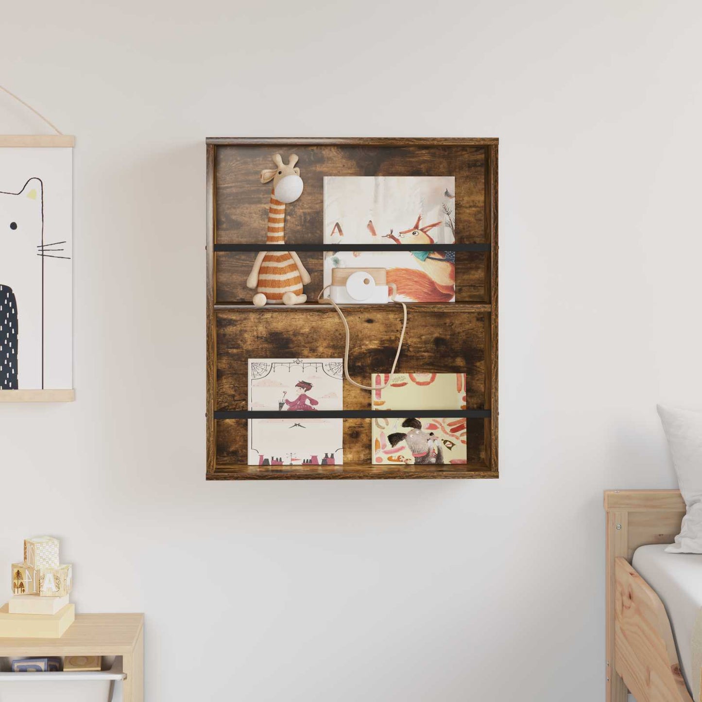 Tijdschrift Rek Bewerkt Hout 1 60 x 12 x 70 cm Gerookt eiken
