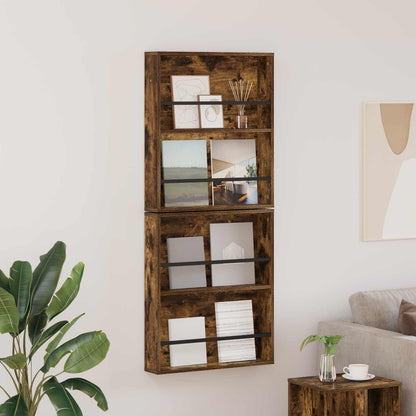 Tijdschrift Rek Met Plank 2 Pcs 60 x 12 x 70 cm Gerookt eiken