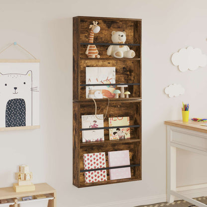 Tijdschrift Rek Met Plank 2 Pcs 60 x 12 x 70 cm Gerookt eiken
