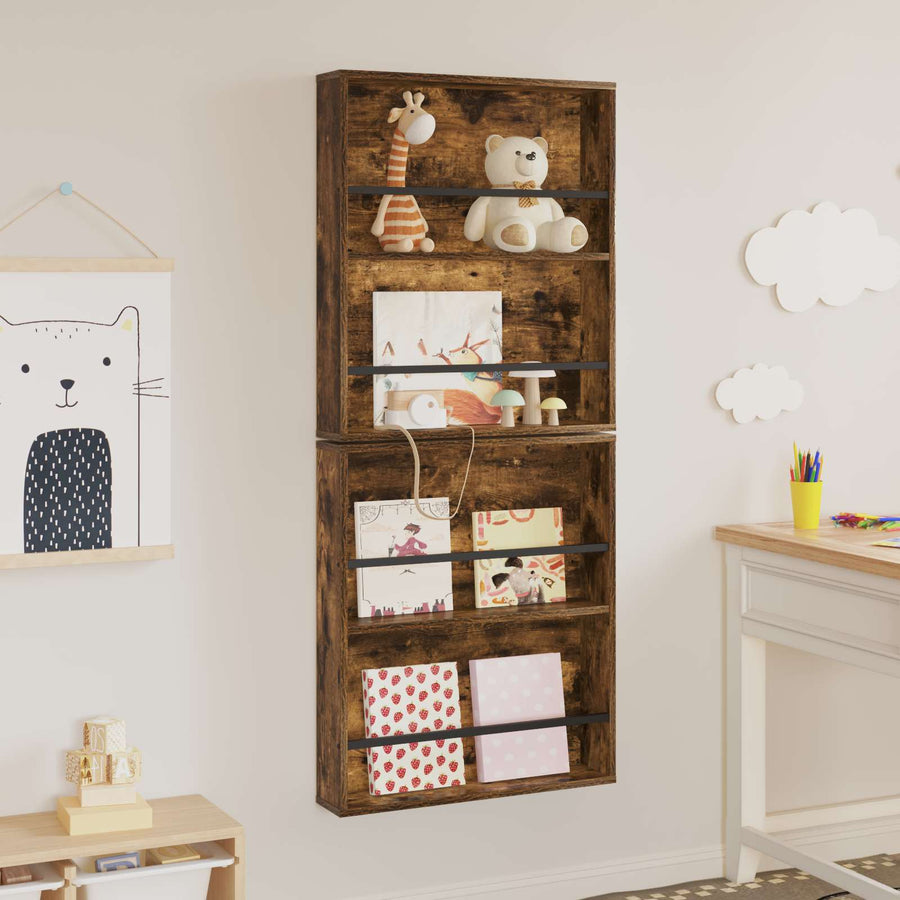Tijdschrift Rek Met Plank 2 Pcs 60 x 12 x 70 cm Gerookt eiken