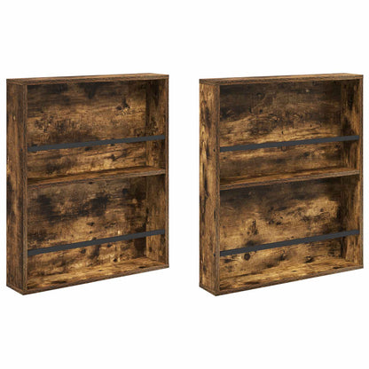 Tijdschrift Rek Met Plank 2 Pcs 60 x 12 x 70 cm Gerookt eiken