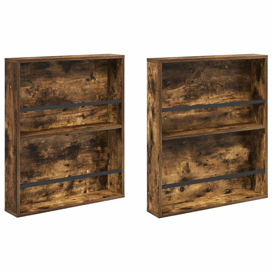 Tijdschrift Rek Met Plank 2 Pcs 60 x 12 x 70 cm Gerookt eiken