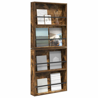 Tijdschrift Rek Met Plank 2 Pcs 60 x 12 x 70 cm Gerookt eiken
