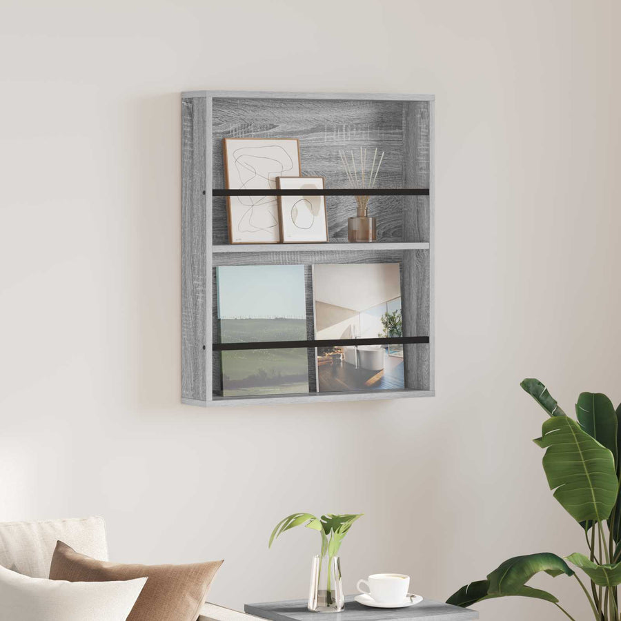 Tijdschrift Rek Bewerkt Hout 1 60 x 12 x 70 cm Grijs sonoma