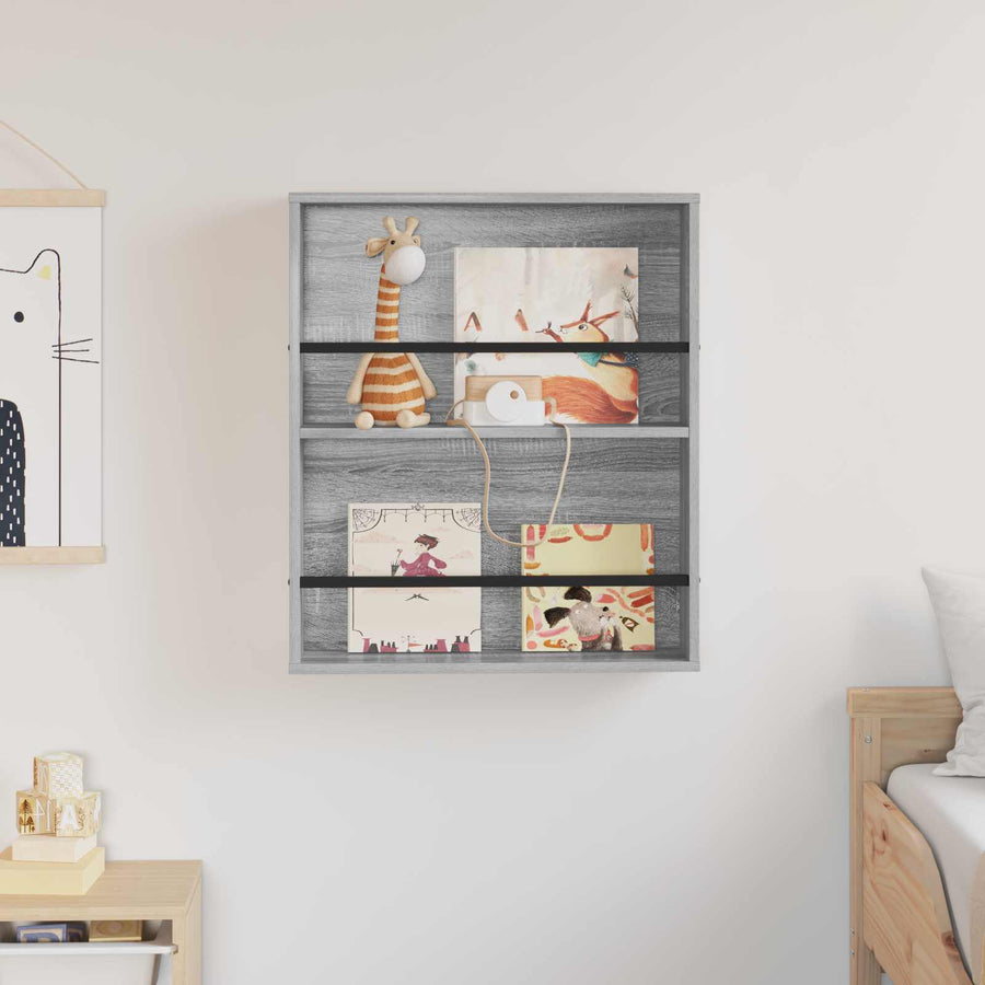 Tijdschrift Rek Bewerkt Hout 1 60 x 12 x 70 cm Grijs sonoma