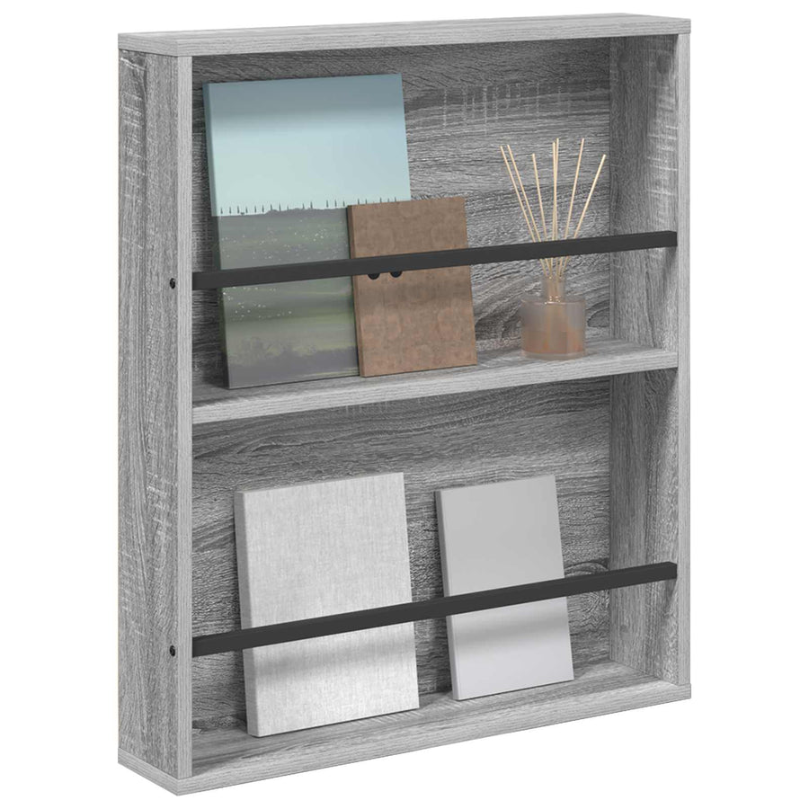 Tijdschrift Rek Bewerkt Hout 1 60 x 12 x 70 cm Grijs sonoma