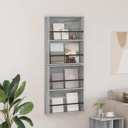 Tijdschriftenrek 2 stuks 60x12x70 cm grijs sonoma bewerkt hout