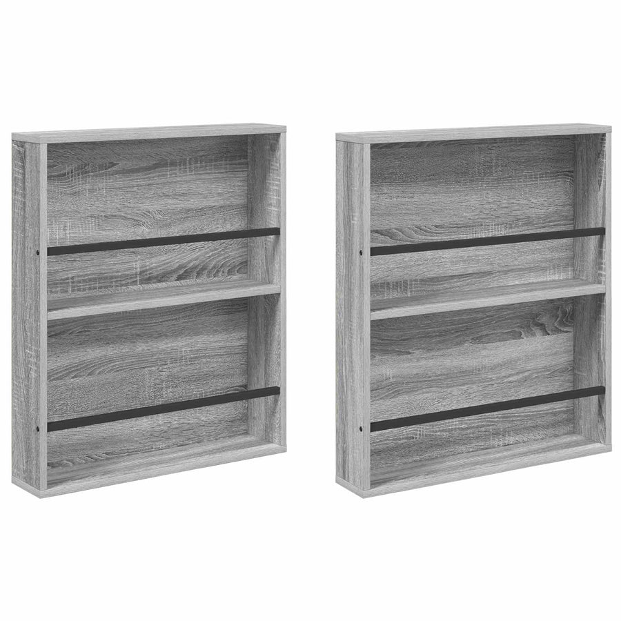 Tijdschrift Rek 2 Pcs Bewerkt Hout 60 x 12 x 70 cm Grijs sonoma