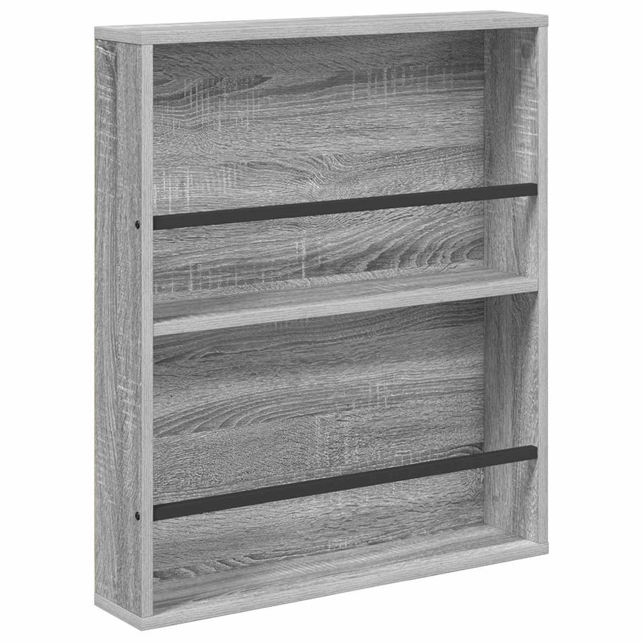 Tijdschrift Rek 2 Pcs Bewerkt Hout 60 x 12 x 70 cm Grijs sonoma