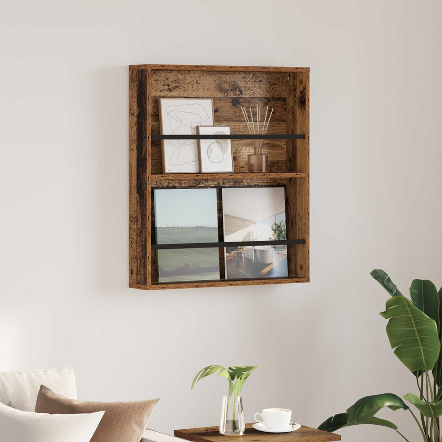Tijdschrift Rek Met Plank Oudhout Bewerkt Hout 1 60 x 12 x 70 cm Oud hout