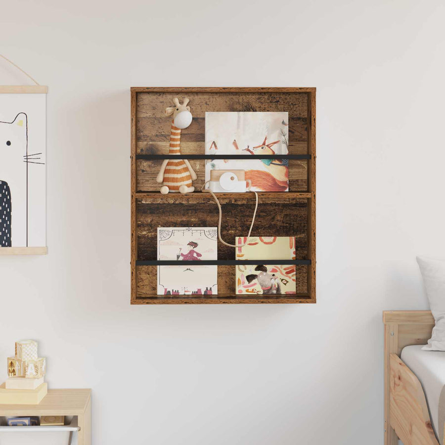Tijdschrift Rek Met Plank Oudhout Bewerkt Hout 1 60 x 12 x 70 cm Oud hout