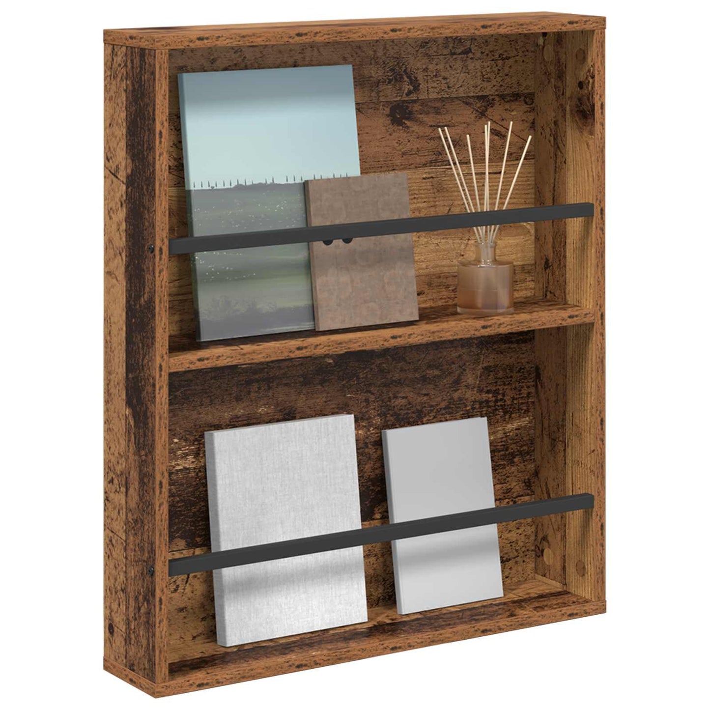 Tijdschrift Rek Met Plank Oudhout Bewerkt Hout 1 60 x 12 x 70 cm Oud hout