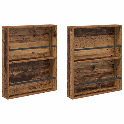Tijdschrift Rek 2 Pcs Oudhout Bewerkt Hout 60 x 12 x 70 cm Oud hout