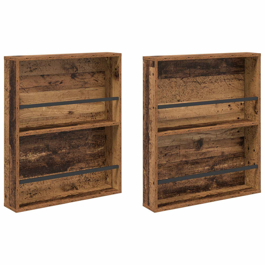 Tijdschrift Rek 2 Pcs Oudhout Bewerkt Hout 60 x 12 x 70 cm Oud hout