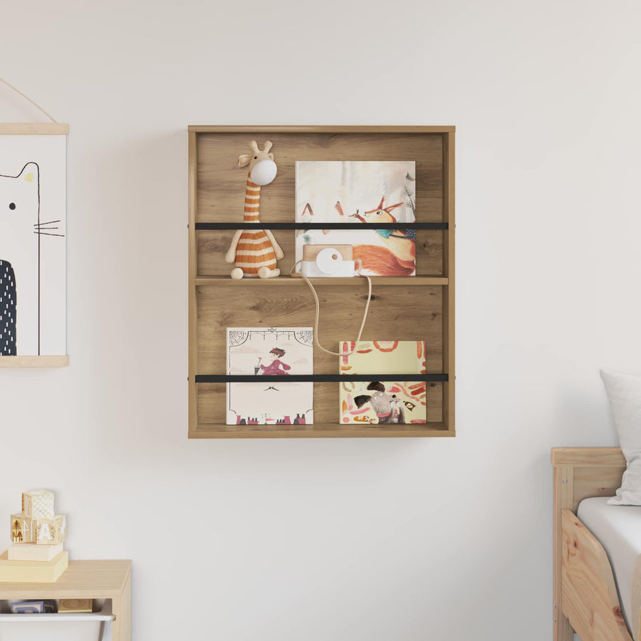 Tijdschrift Rek Artisan Eiken Bewerkt Hout 1 60 x 12 x 70 cm artisanaal eikenkleurig