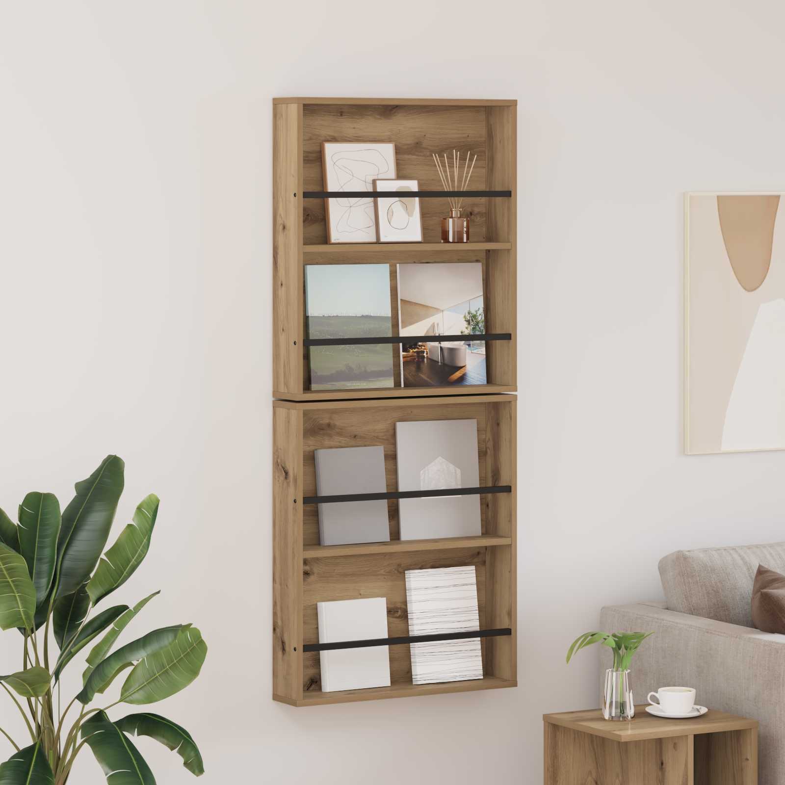 Tijdschrift Rek Met Plank 2 Pcs Artisan Eiken 60 x 12 x 70 cm artisanaal eikenkleurig