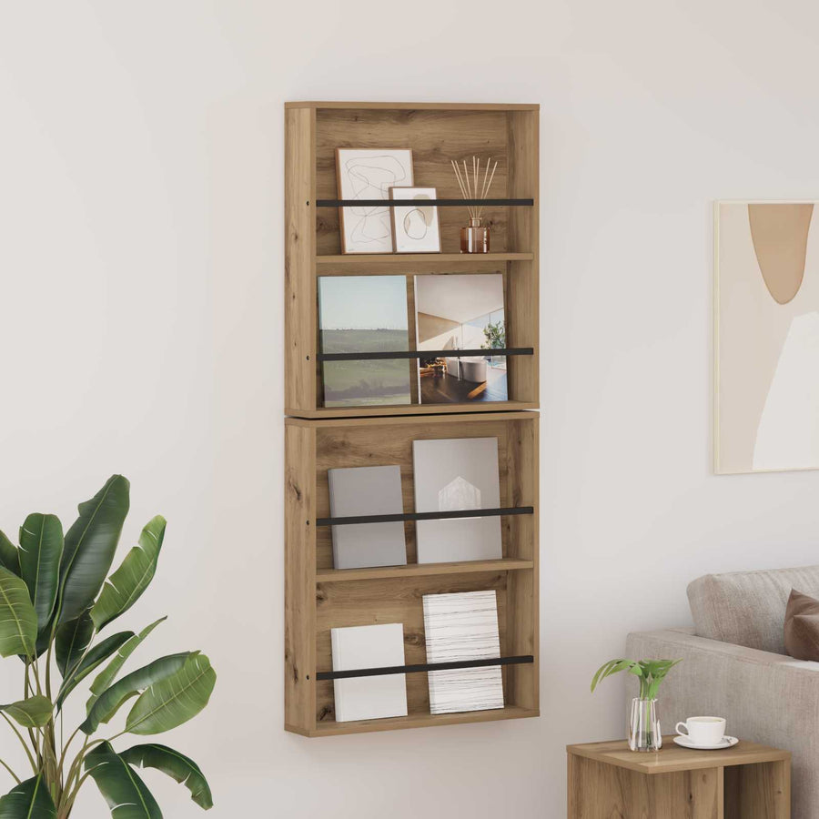 Tijdschrift Rek Met Plank 2 Pcs Artisan Eiken 60 x 12 x 70 cm artisanaal eikenkleurig