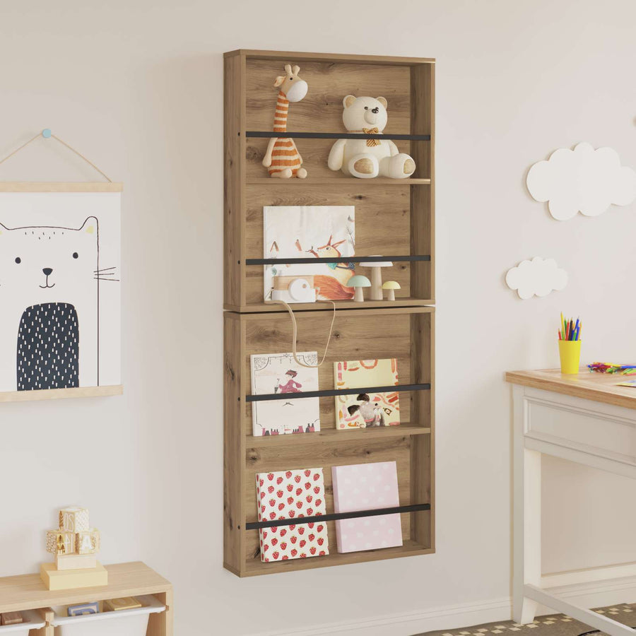 Tijdschrift Rek Met Plank 2 Pcs Artisan Eiken 60 x 12 x 70 cm artisanaal eikenkleurig