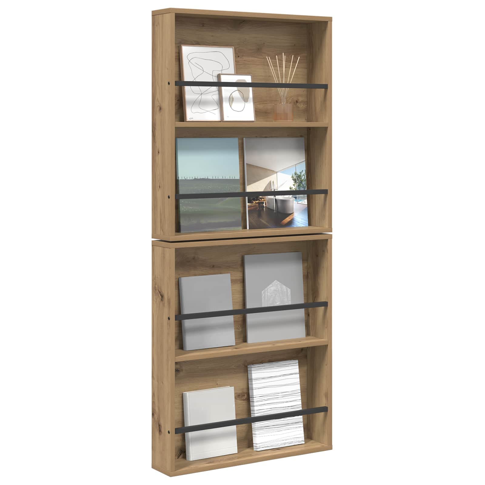 Tijdschrift Rek Met Plank 2 Pcs Artisan Eiken 60 x 12 x 70 cm artisanaal eikenkleurig