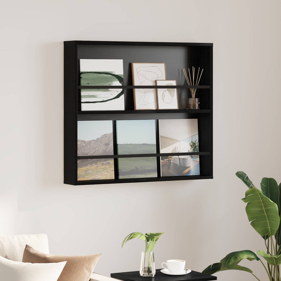 Tijdschrift Rek Bewerkt Hout 1 80 x 12 x 70 cm Zwart eiken