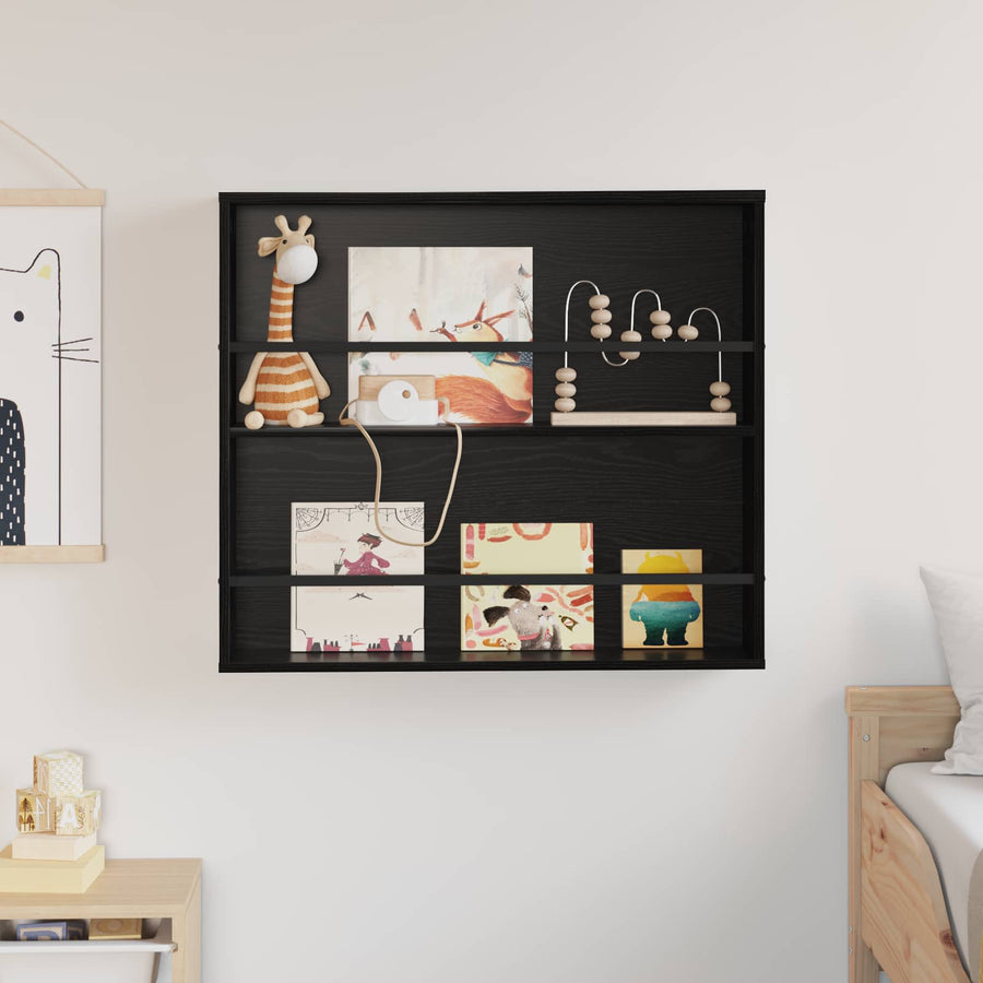 Tijdschrift Rek Bewerkt Hout 1 80 x 12 x 70 cm Zwart eiken