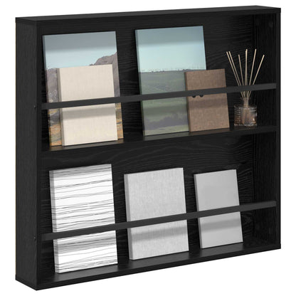 Tijdschrift Rek Bewerkt Hout 1 80 x 12 x 70 cm Zwart eiken