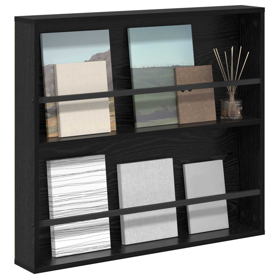 Tijdschrift Rek Bewerkt Hout 1 80 x 12 x 70 cm Zwart eiken