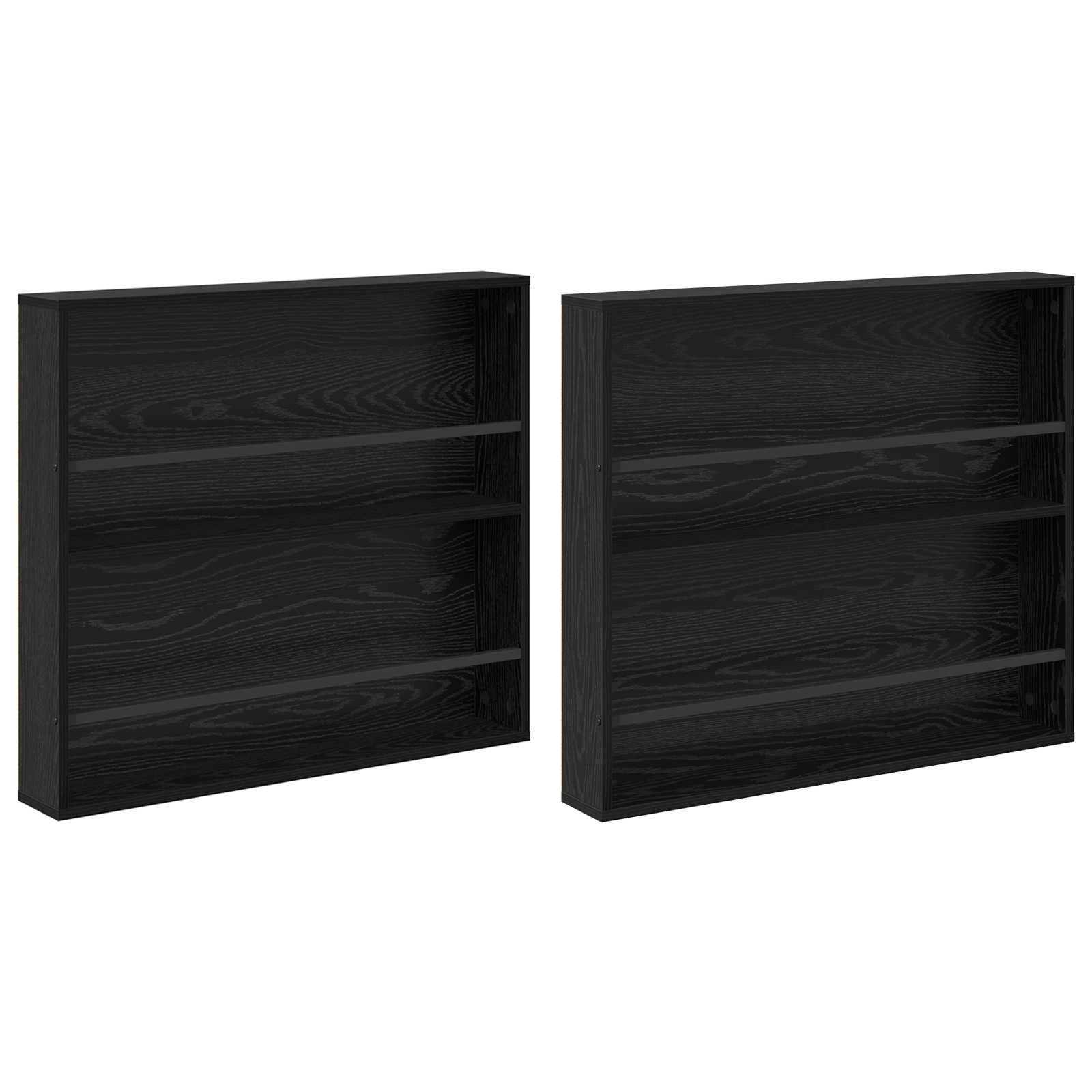 Tijdschrift Rek 2 Pcs Bewerkt Hout 80 x 12 x 70 cm Zwart eiken