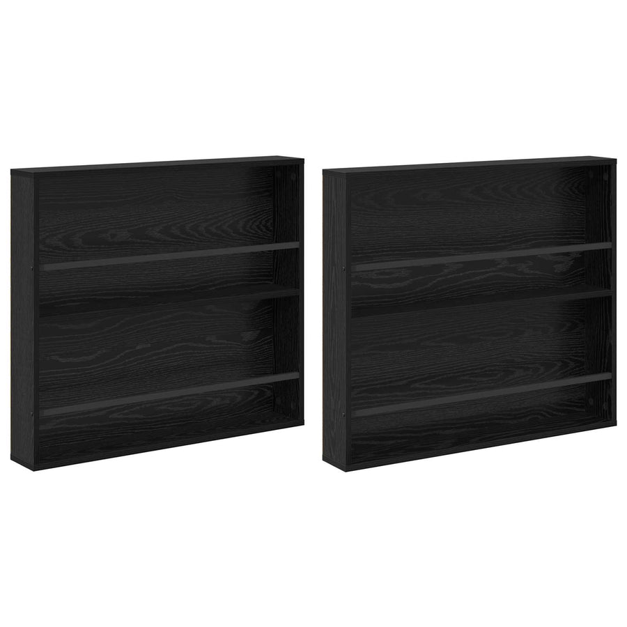 Tijdschrift Rek 2 Pcs Bewerkt Hout 80 x 12 x 70 cm Zwart eiken