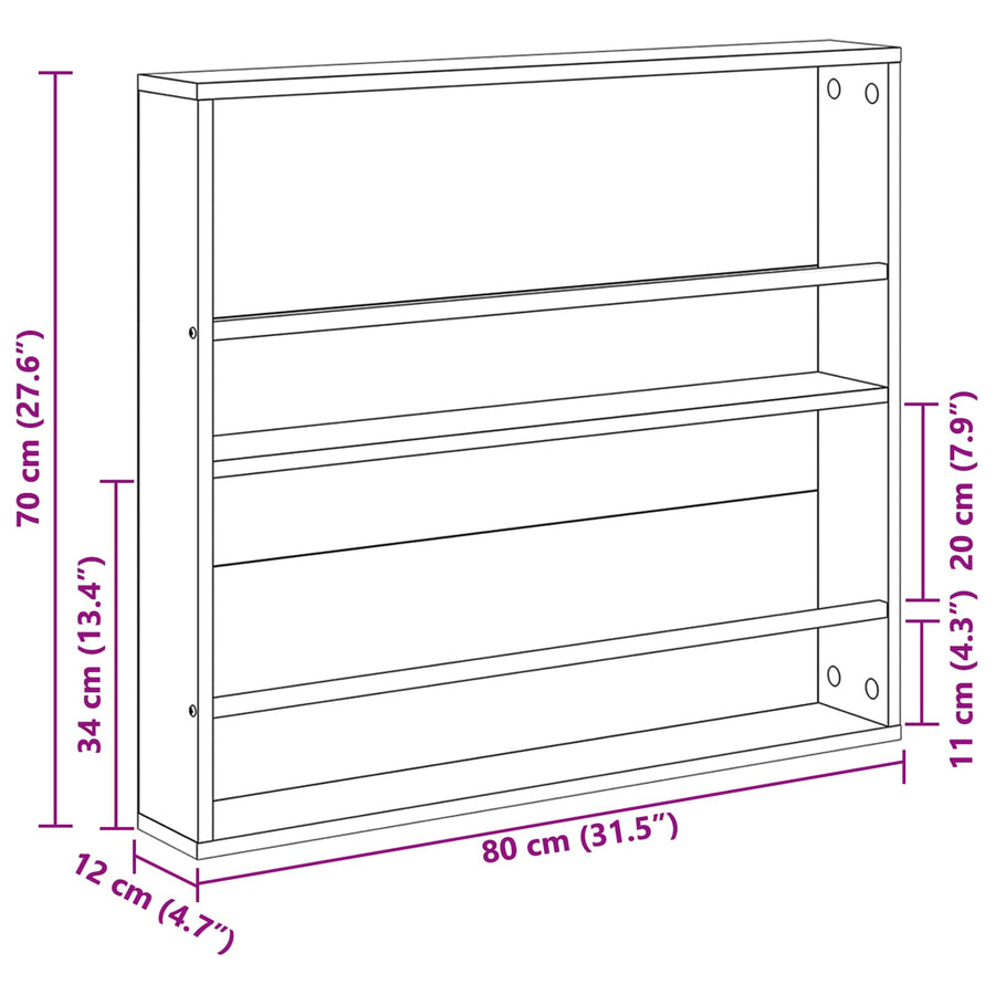 Tijdschrift Rek 2 Pcs Bewerkt Hout 80 x 12 x 70 cm Zwart eiken