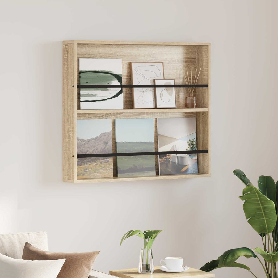 Tijdschrift Rek Bewerkt Hout 1 80 x 12 x 70 cm Sonoma eiken
