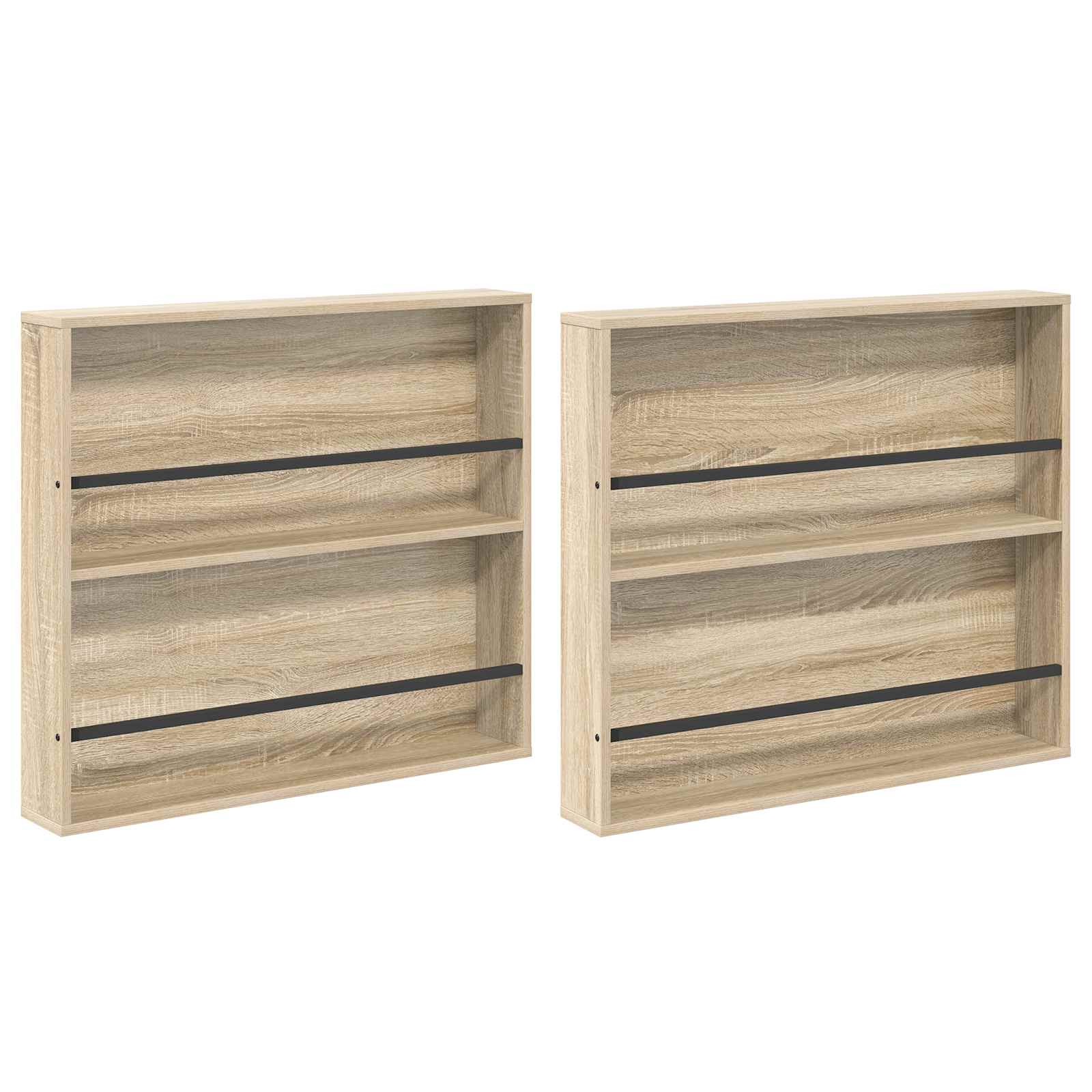 Tijdschrift Rek 2 Pcs Bewerkt Hout 80 x 12 x 70 cm Sonoma eiken