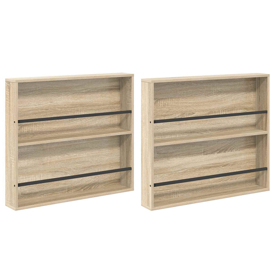 Tijdschrift Rek 2 Pcs Bewerkt Hout 80 x 12 x 70 cm Sonoma eiken
