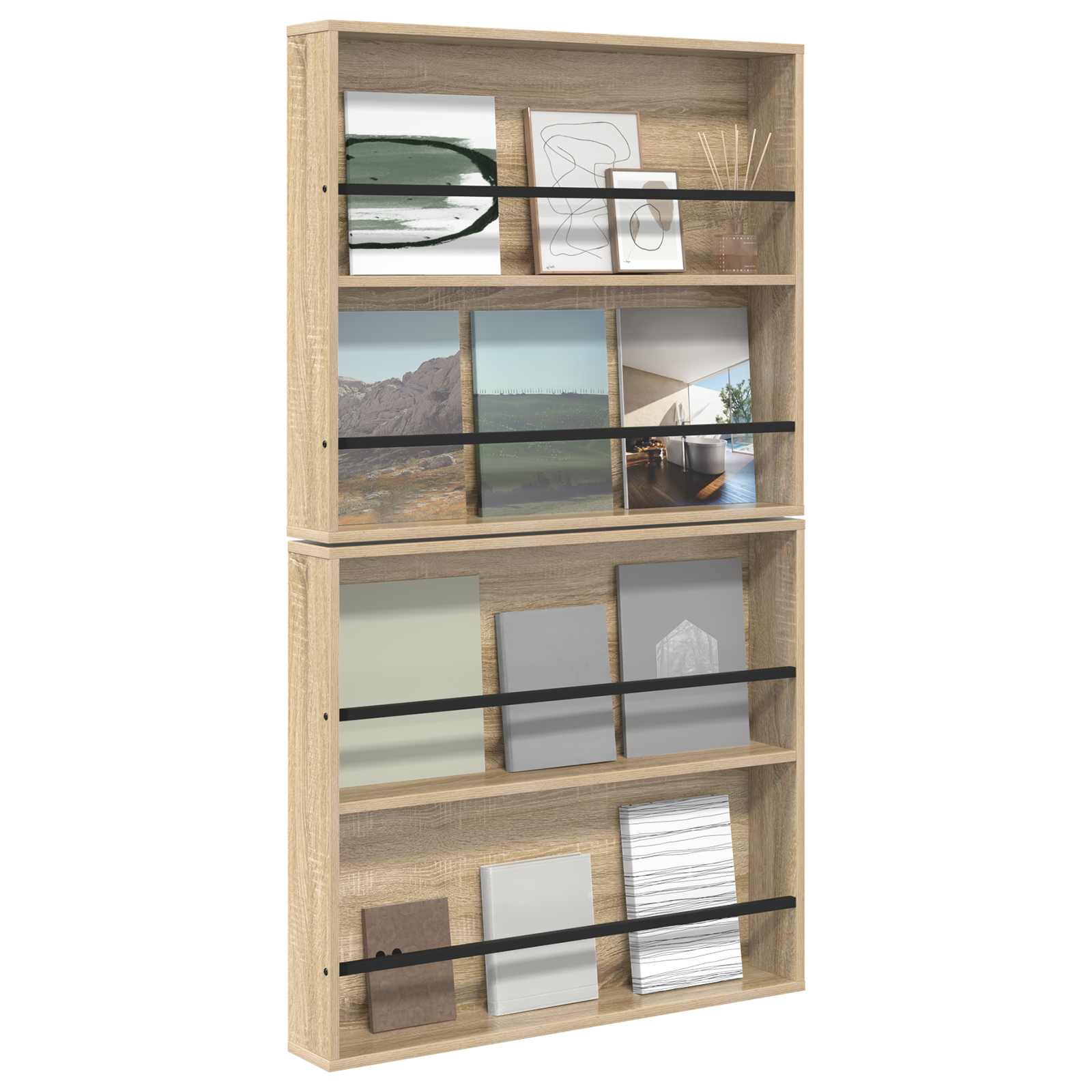 Tijdschrift Rek 2 Pcs Bewerkt Hout 80 x 12 x 70 cm Sonoma eiken