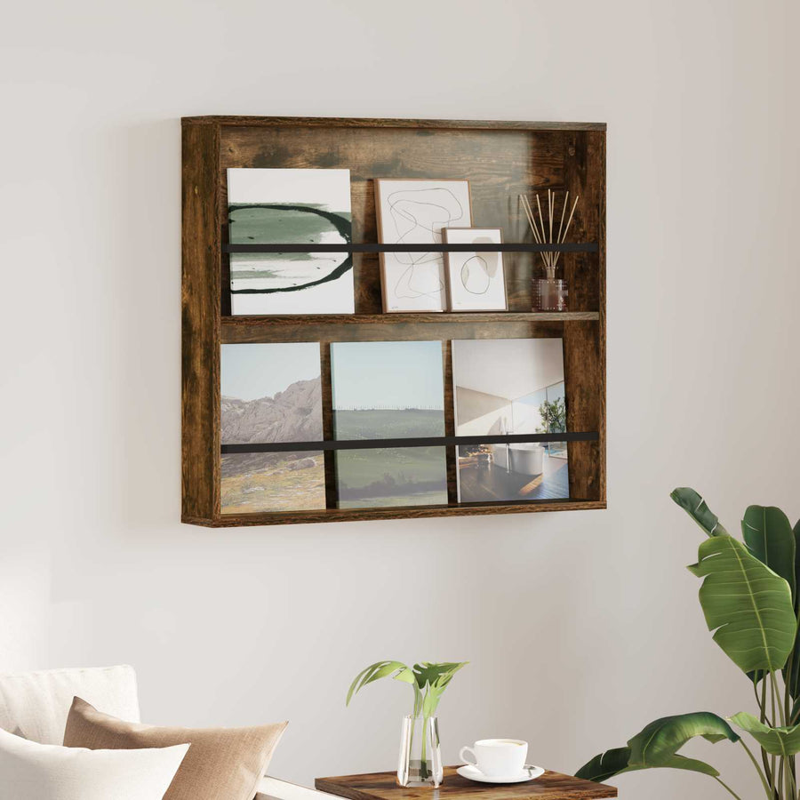 Tijdschrift Rek Bewerkt Hout 1 80 x 12 x 70 cm Gerookt eiken