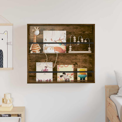 Tijdschrift Rek Bewerkt Hout 1 80 x 12 x 70 cm Gerookt eiken