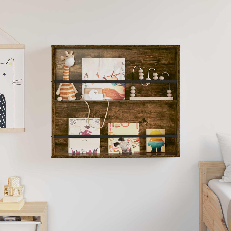 Tijdschrift Rek Bewerkt Hout 1 80 x 12 x 70 cm Gerookt eiken