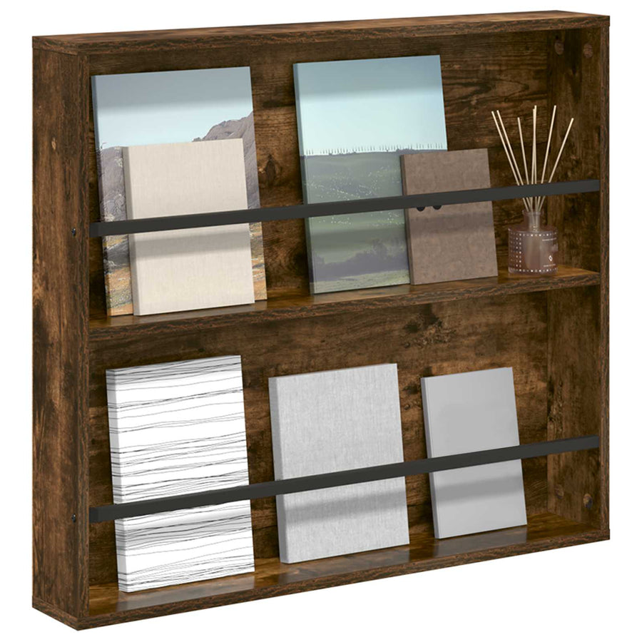 Tijdschrift Rek Bewerkt Hout 1 80 x 12 x 70 cm Gerookt eiken