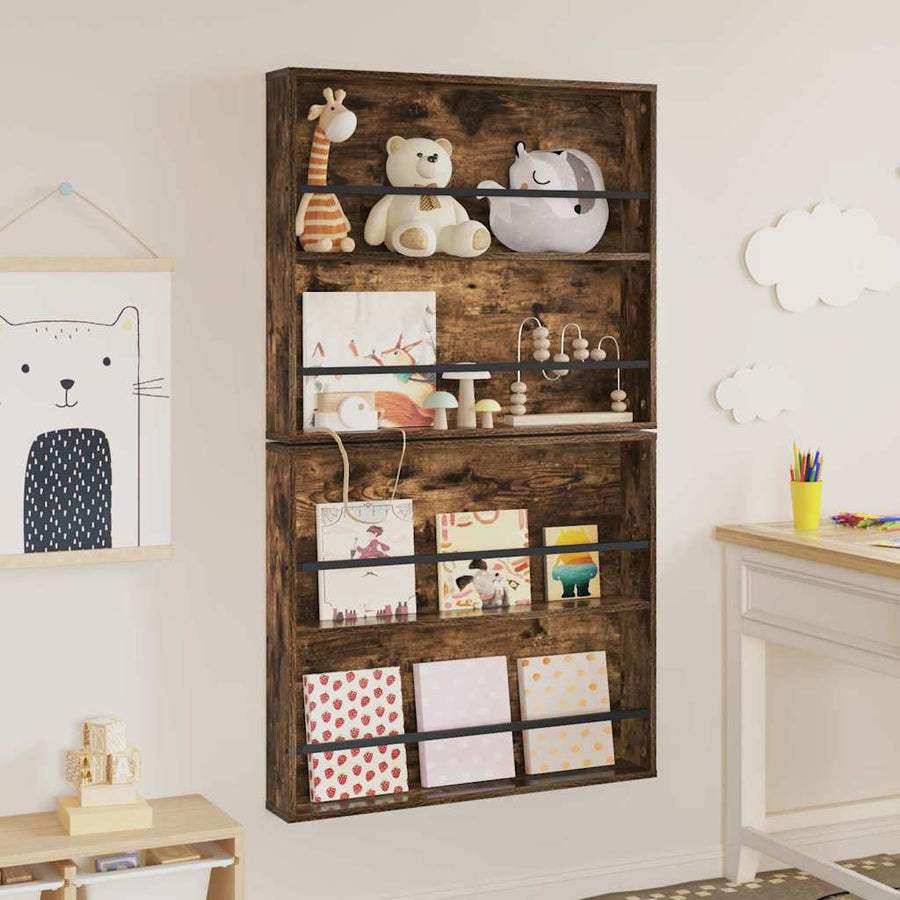 Tijdschrift Rek Met Plank 2 Pcs 80 x 12 x 70 cm Gerookt eiken