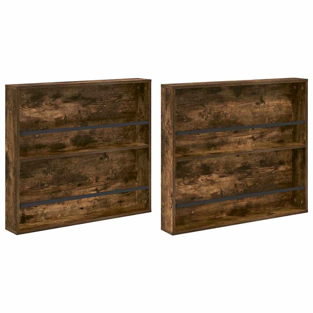Tijdschrift Rek Met Plank 2 Pcs 80 x 12 x 70 cm Gerookt eiken