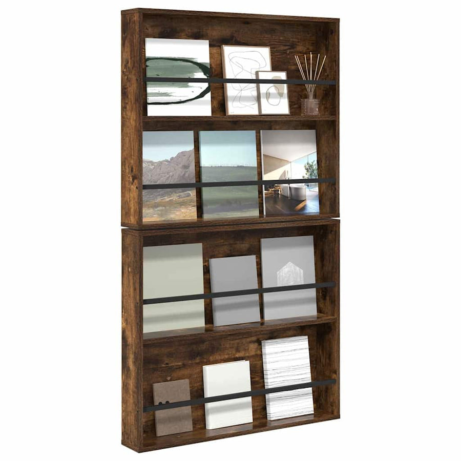 Tijdschrift Rek Met Plank 2 Pcs 80 x 12 x 70 cm Gerookt eiken