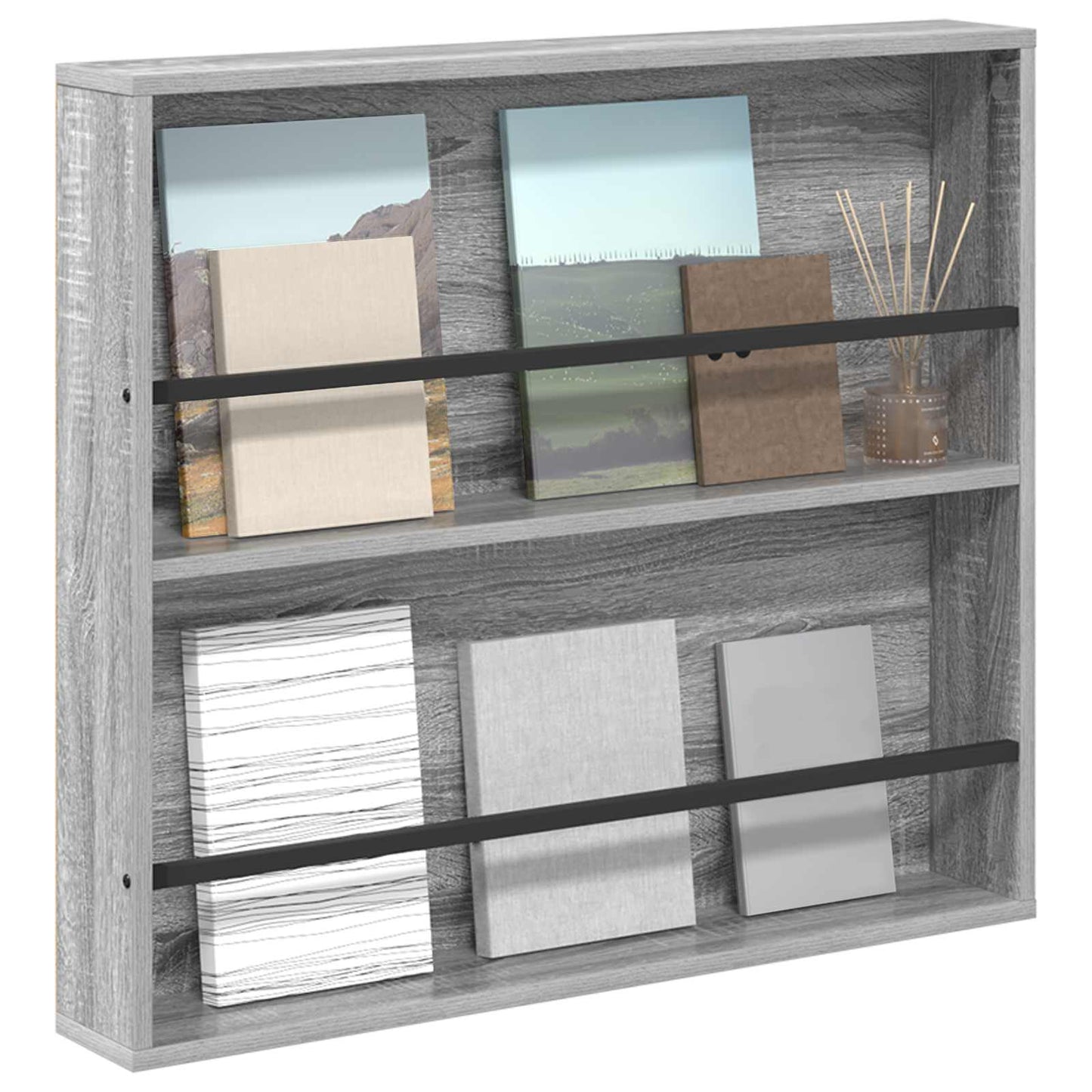 Tijdschrift Rek Bewerkt Hout 1 80 x 12 x 70 cm Grijs sonoma
