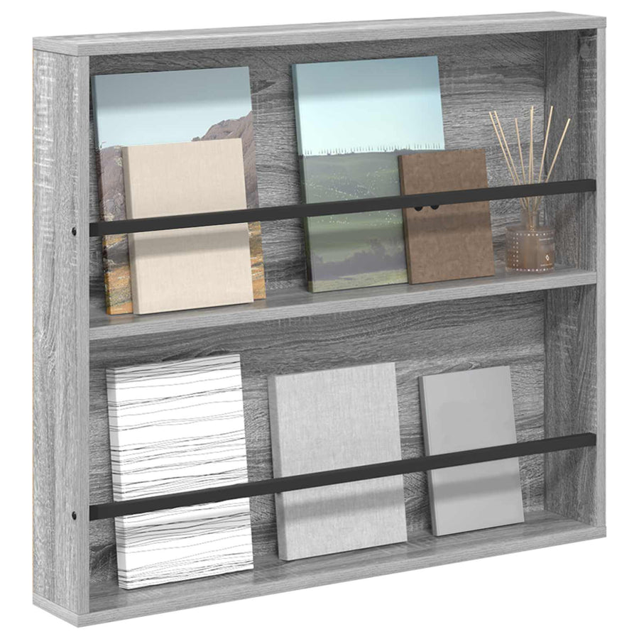 Tijdschrift Rek Bewerkt Hout 1 80 x 12 x 70 cm Grijs sonoma