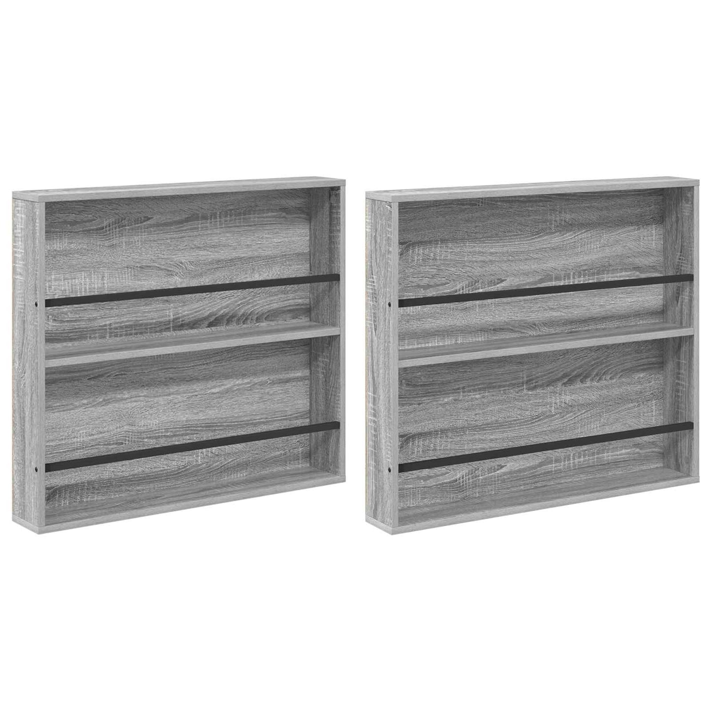 Tijdschrift Rek 2 Pcs Bewerkt Hout 80 x 12 x 70 cm Grijs sonoma