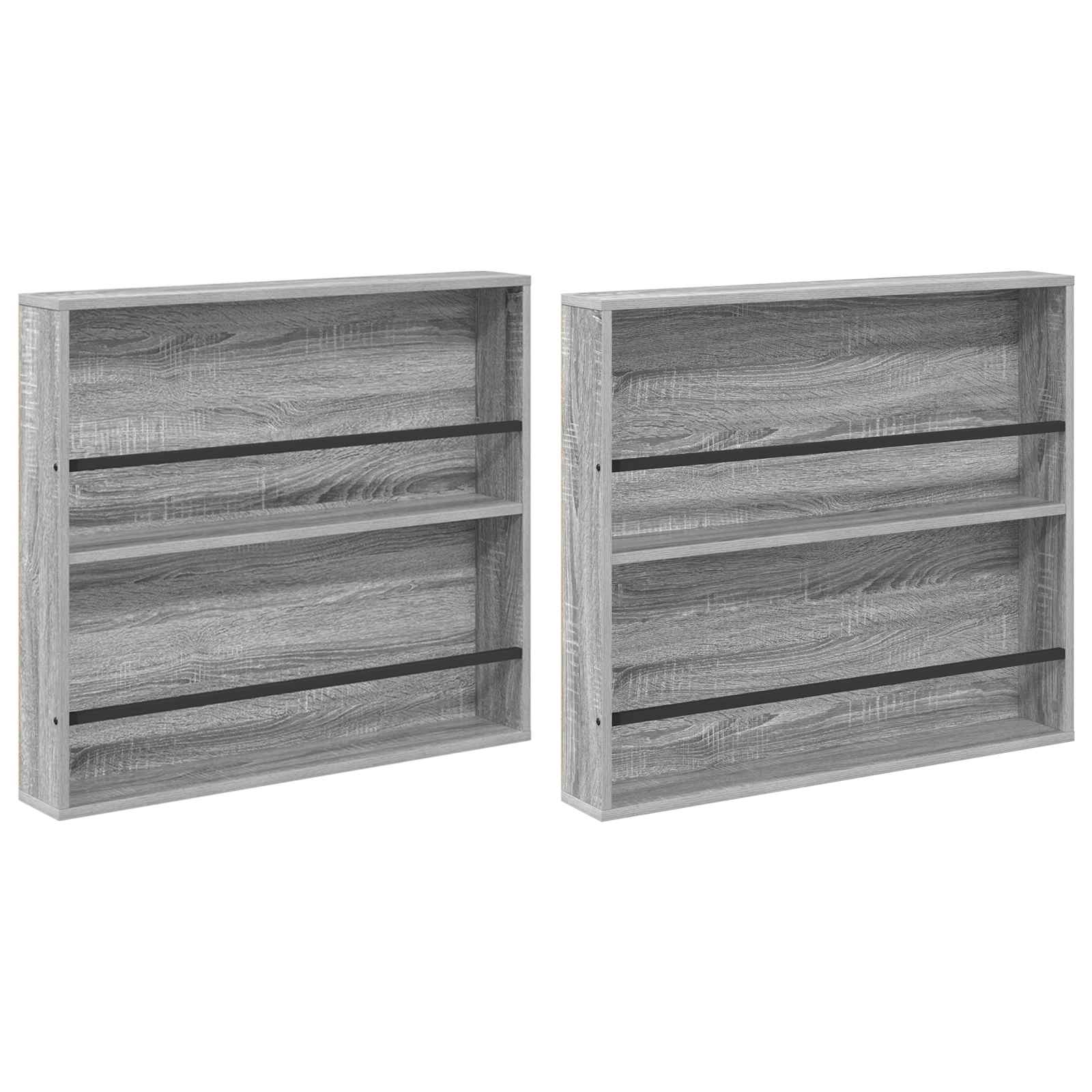 Tijdschrift Rek 2 Pcs Bewerkt Hout 80 x 12 x 70 cm Grijs sonoma