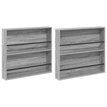 Tijdschrift Rek 2 Pcs Bewerkt Hout 80 x 12 x 70 cm Grijs sonoma