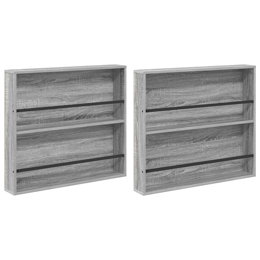Tijdschrift Rek 2 Pcs Bewerkt Hout 80 x 12 x 70 cm Grijs sonoma